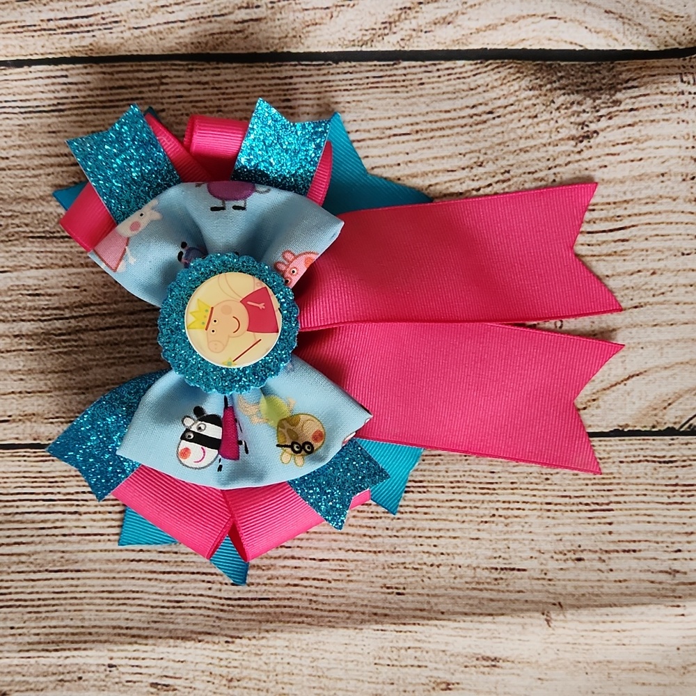 Pink/Blue Peppa Pig Bow